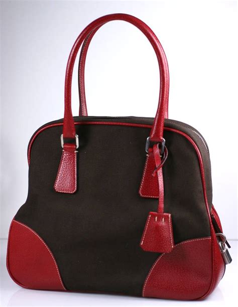 prada leather bowling bag|Prada canvas purse.